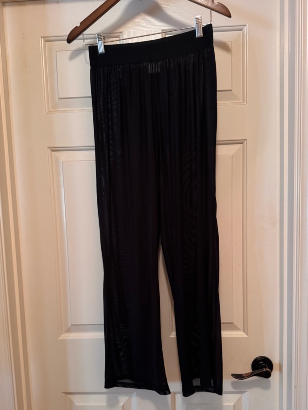 Waves to Coast Women's Black Wide-Leg Sheer Pull-On Swim Cover Up Pants Sz Med